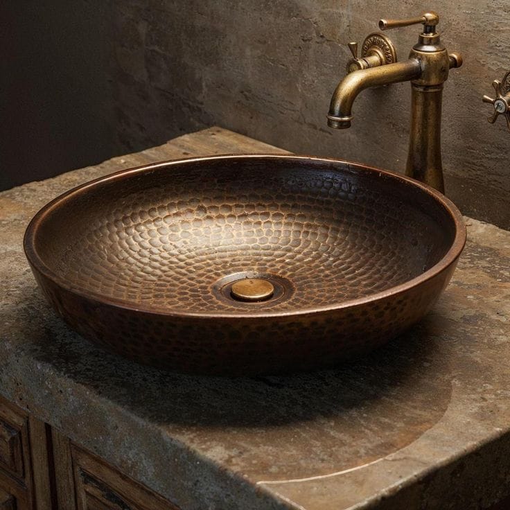 Jasa Pembuatan Wastafel Tembaga Kustom (Anti-Bakteri Alami, Desain Hand-Hammered, & Focal Point Ruangan)